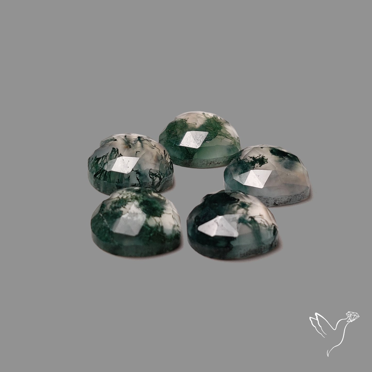 Rose Cut Moss Agate Hearts Lot