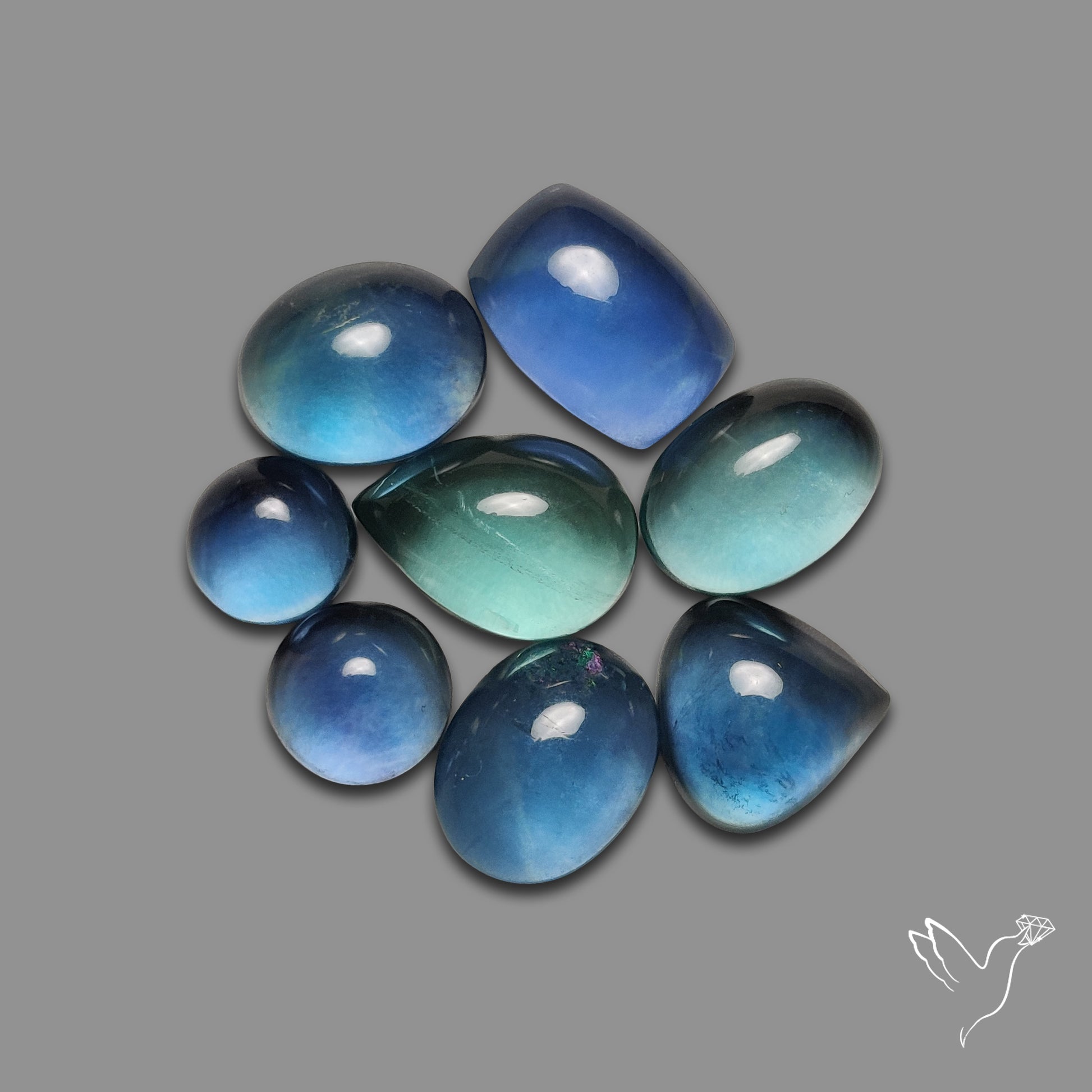 Belgiun Teal Fluorite Cabochons Lot