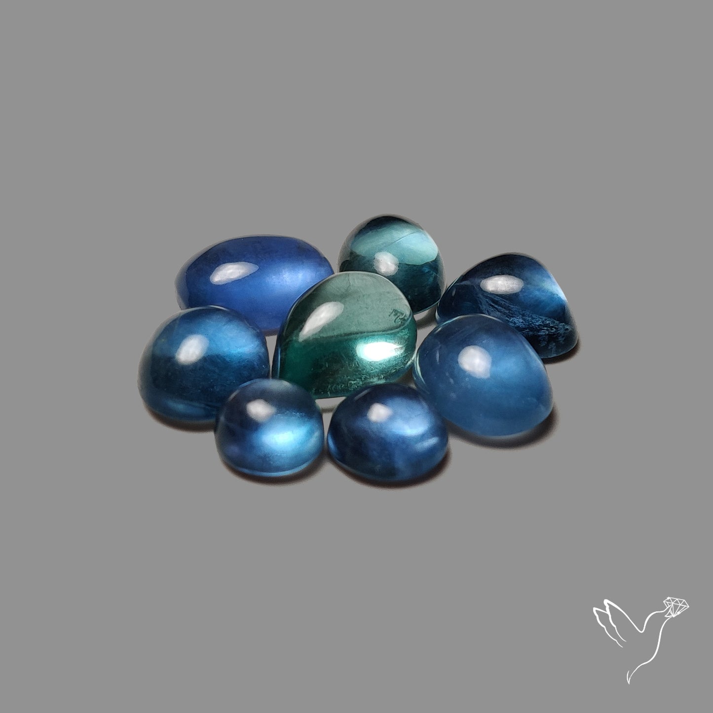 Belgiun Teal Fluorite Cabochons Lot