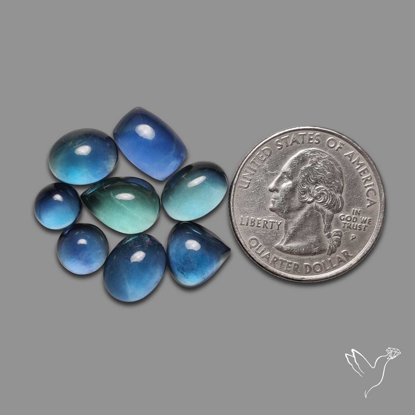 Belgiun Teal Fluorite Cabochons Lot