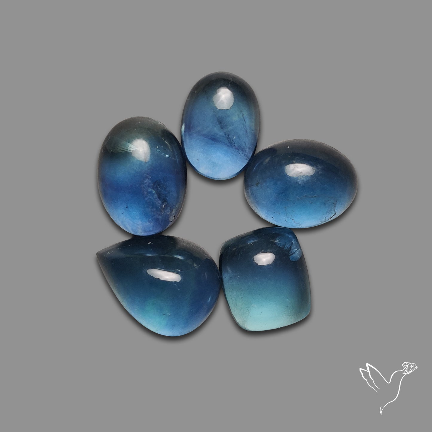 Belgiun Teal Fluorite Cabochons Lot