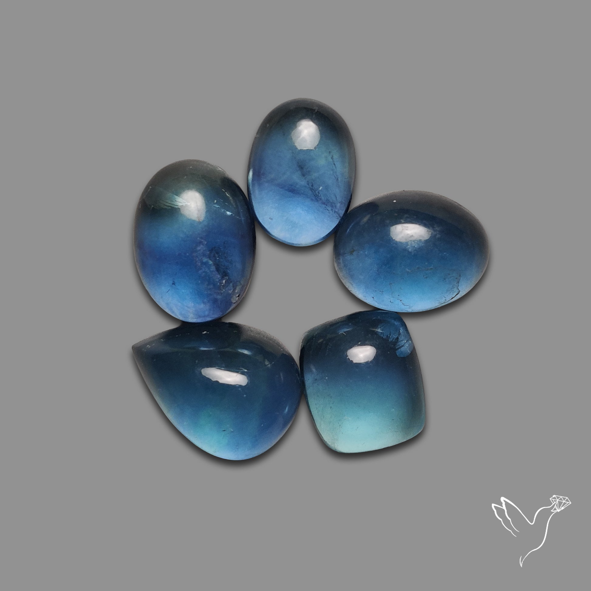Belgiun Teal Fluorite Cabochons Lot