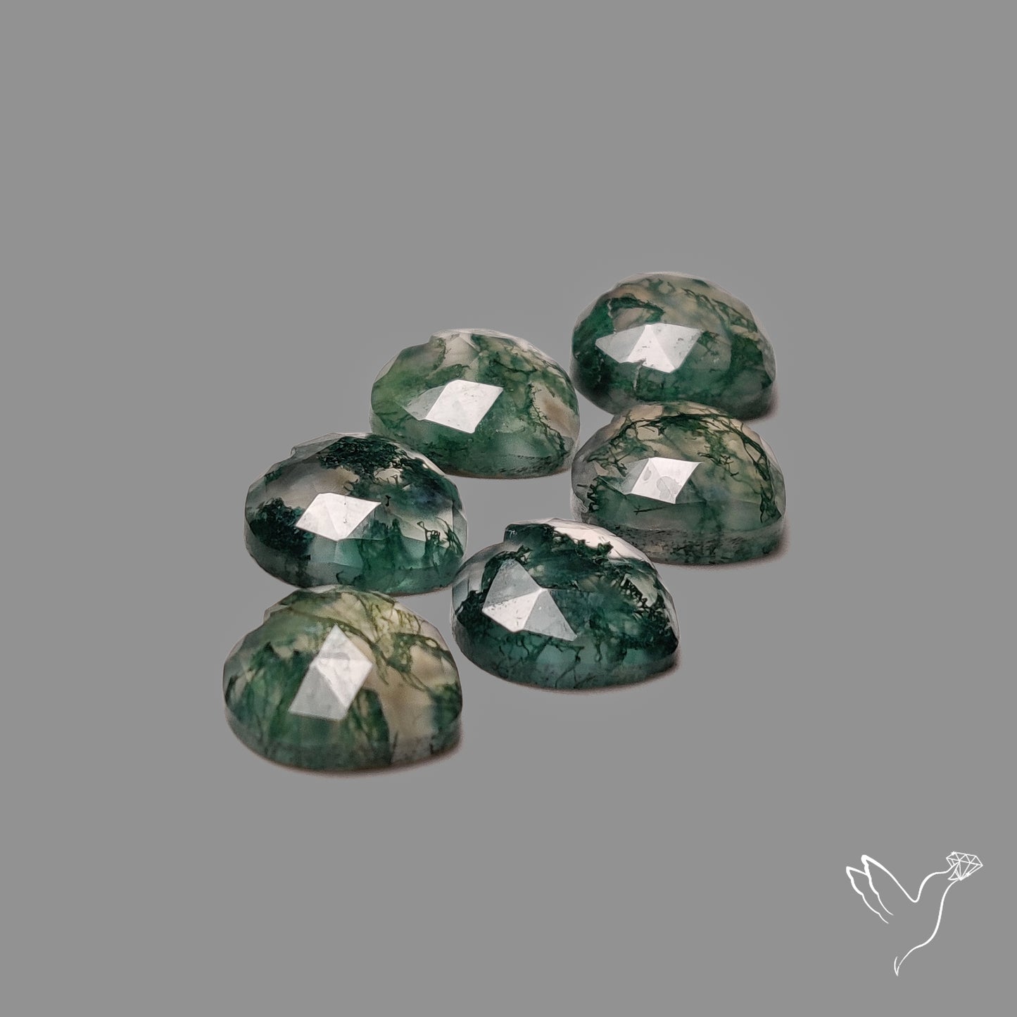 Rose Cut Moss Agate Hearts Lot