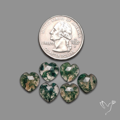 Rose Cut Moss Agate Hearts Lot