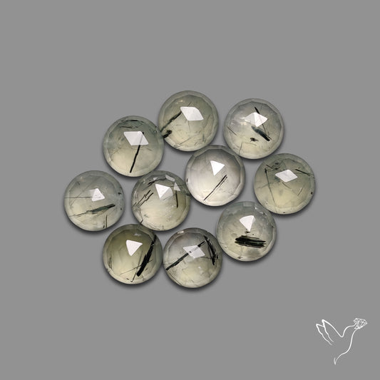 Rose Cut Black Tourmalinated Prehnites Lot