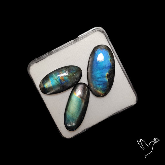 Dark Finland Spectrolite Cabochons Lot