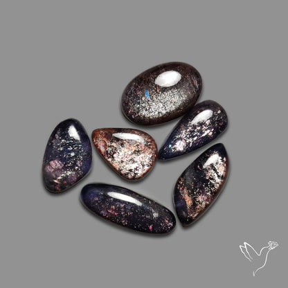 Bloodshot Iolite Sunstone Cabochons Lot