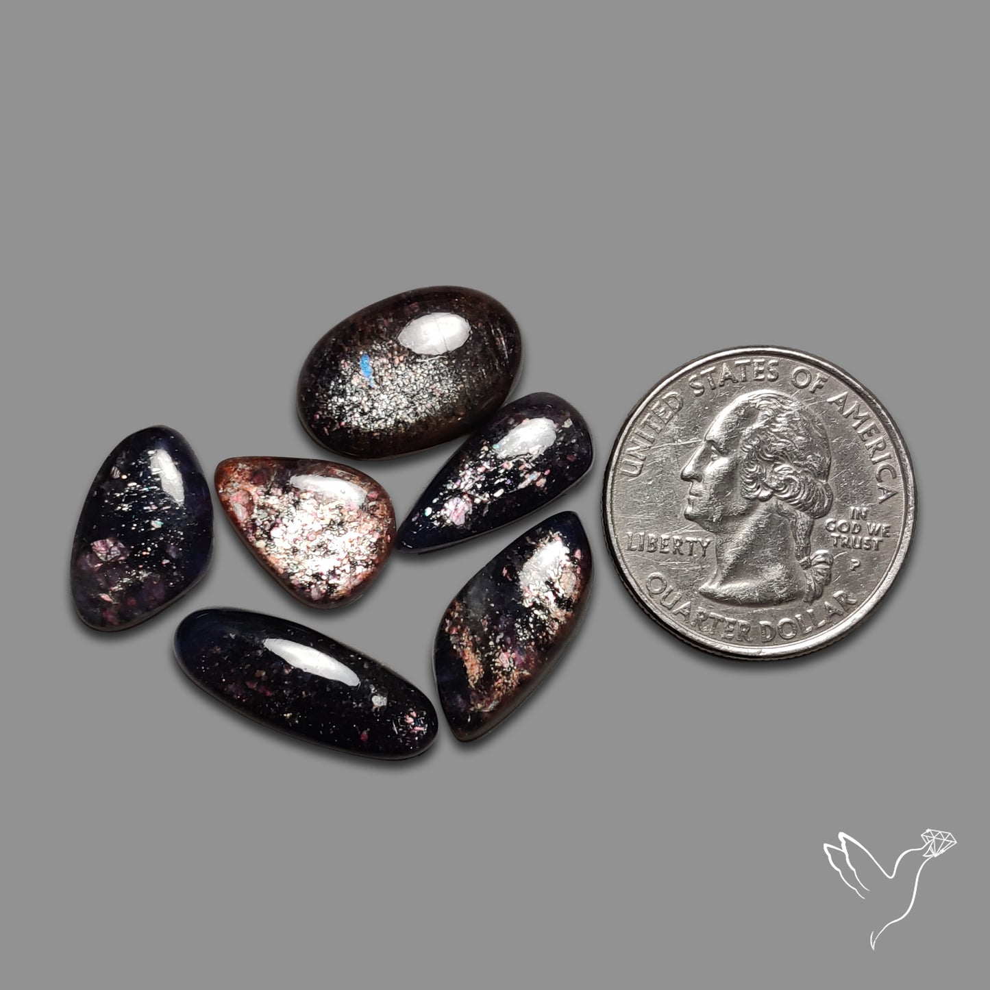 Bloodshot Iolite Sunstone Cabochons Lot