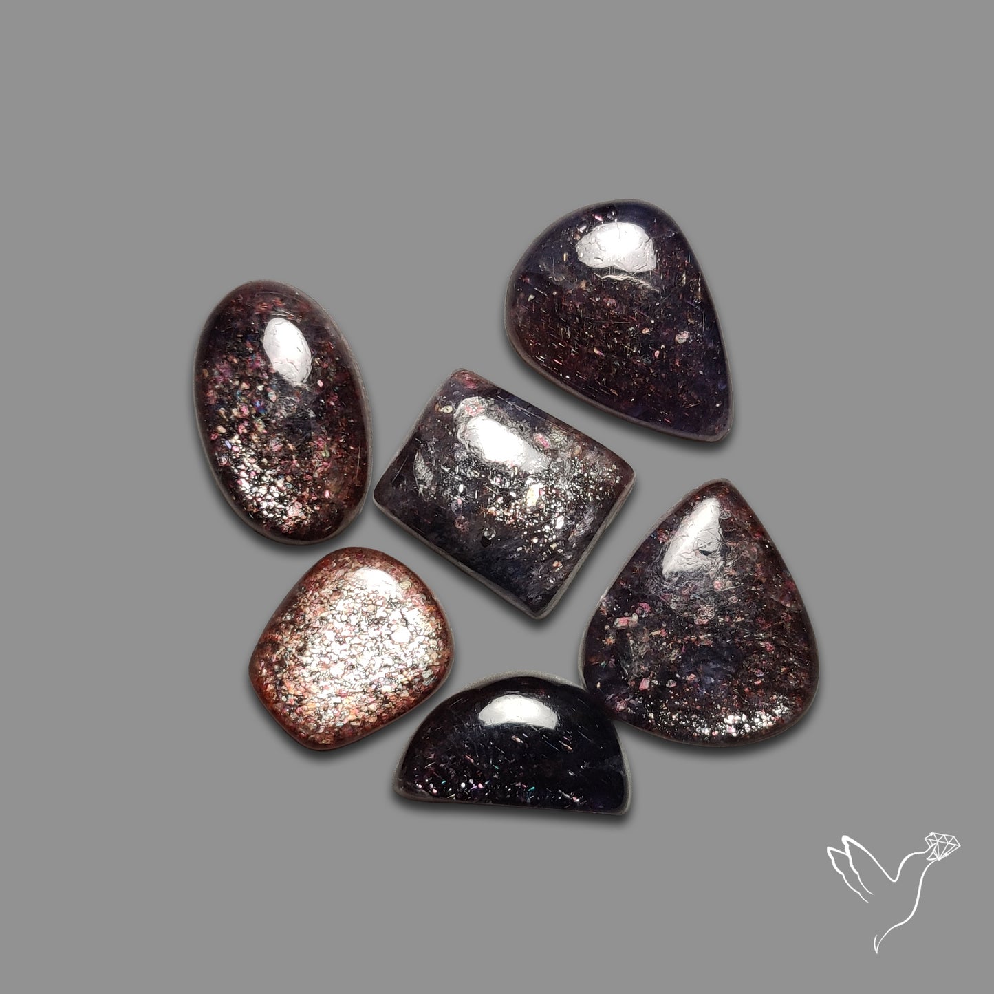 Bloodshot Iolite Sunstone Cabochons Lot