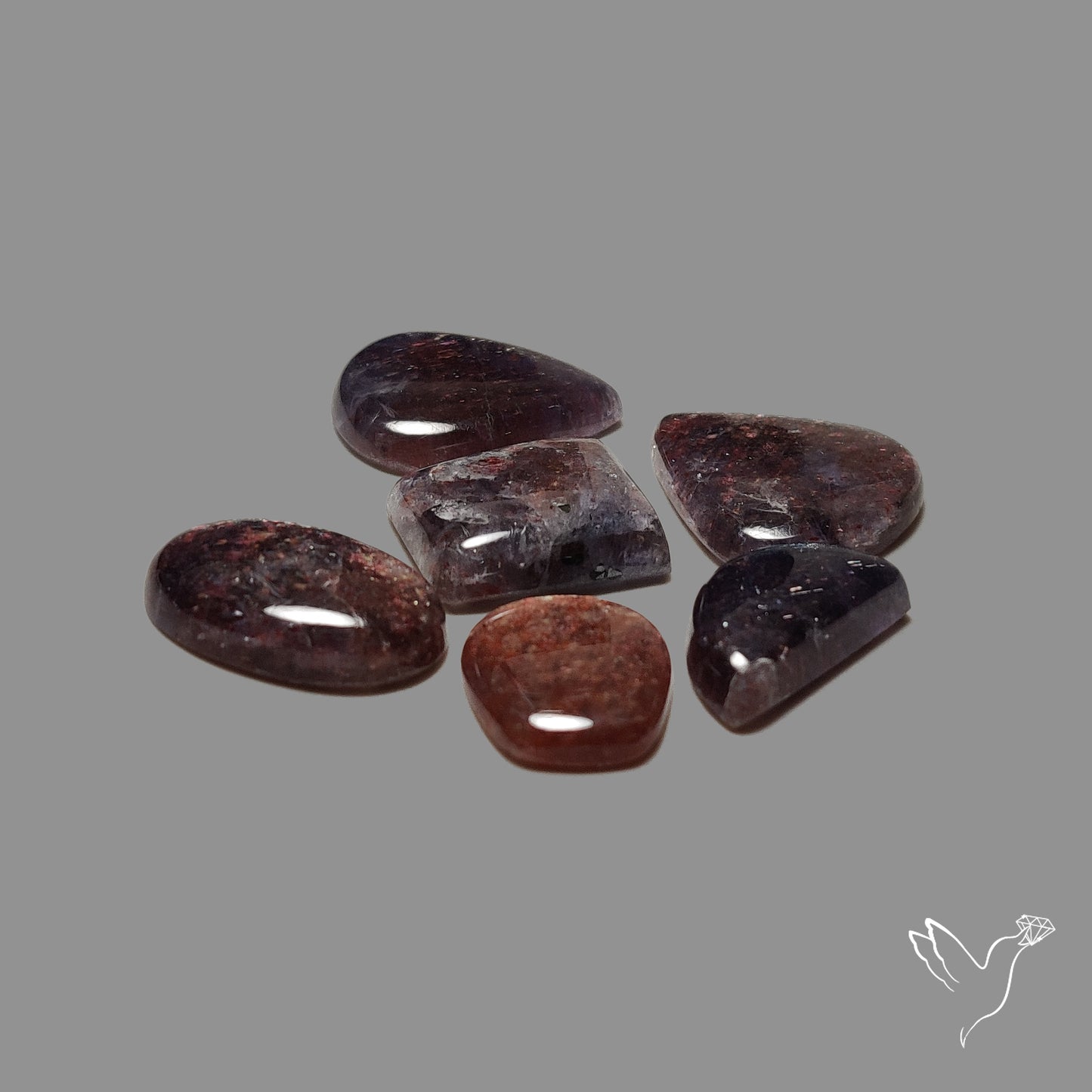 Bloodshot Iolite Sunstone Cabochons Lot