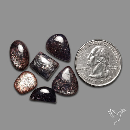 Bloodshot Iolite Sunstone Cabochons Lot