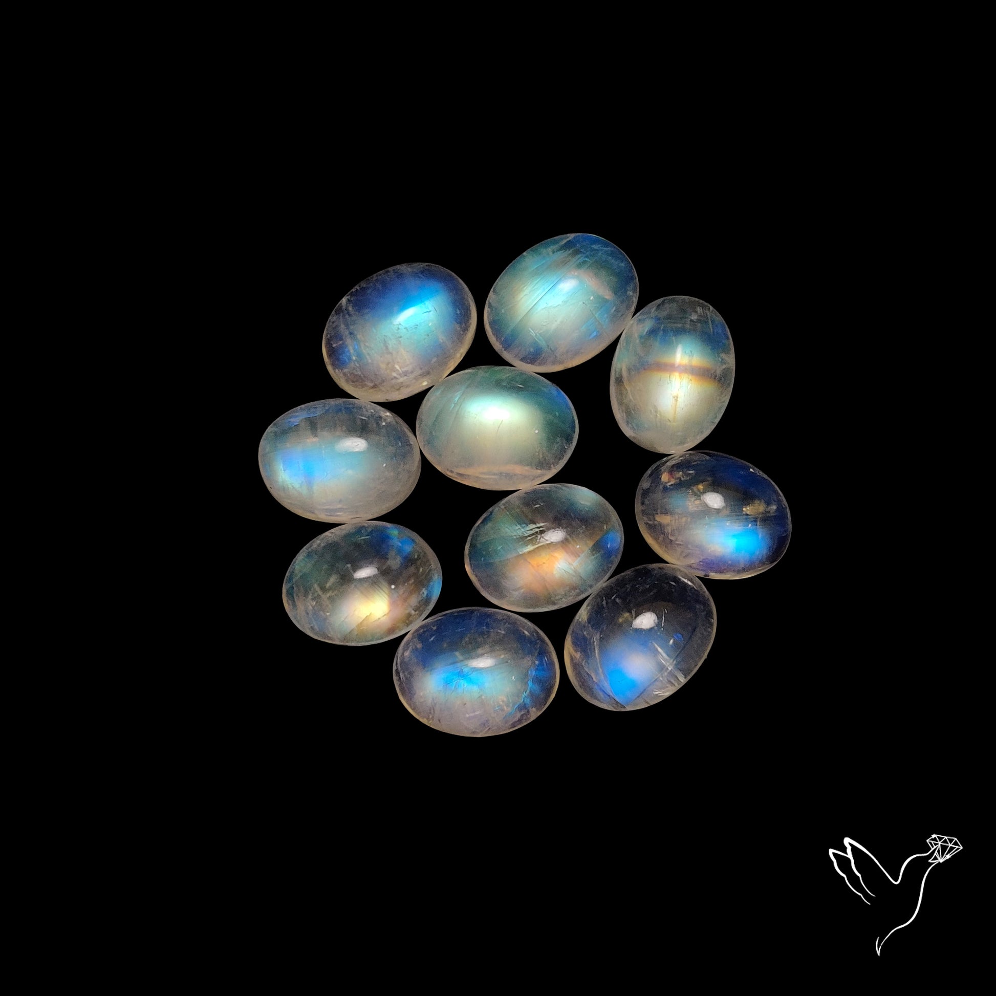 Rainbow Moonstone Cabochons Lot