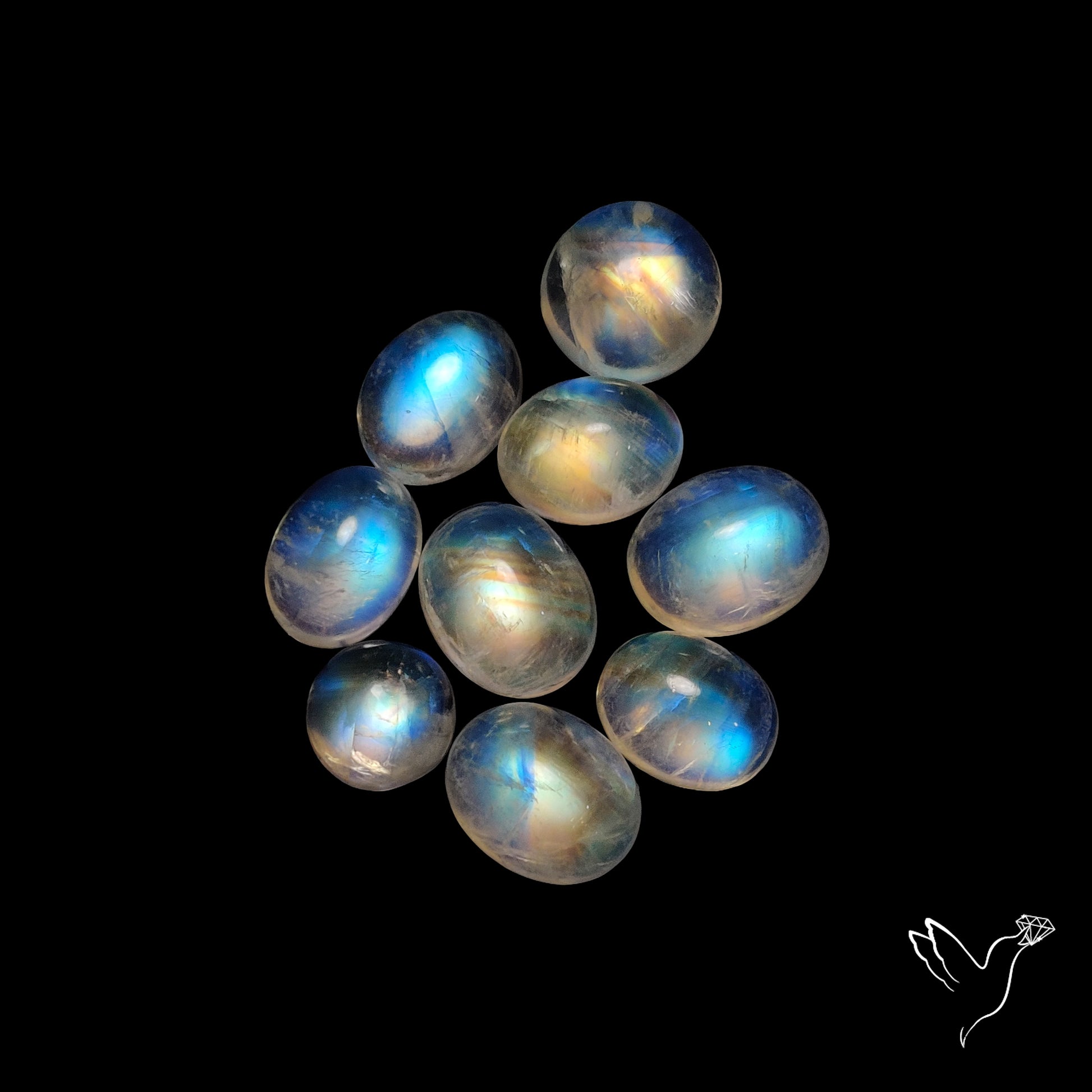 Rainbow Moonstone Cabochons Lot