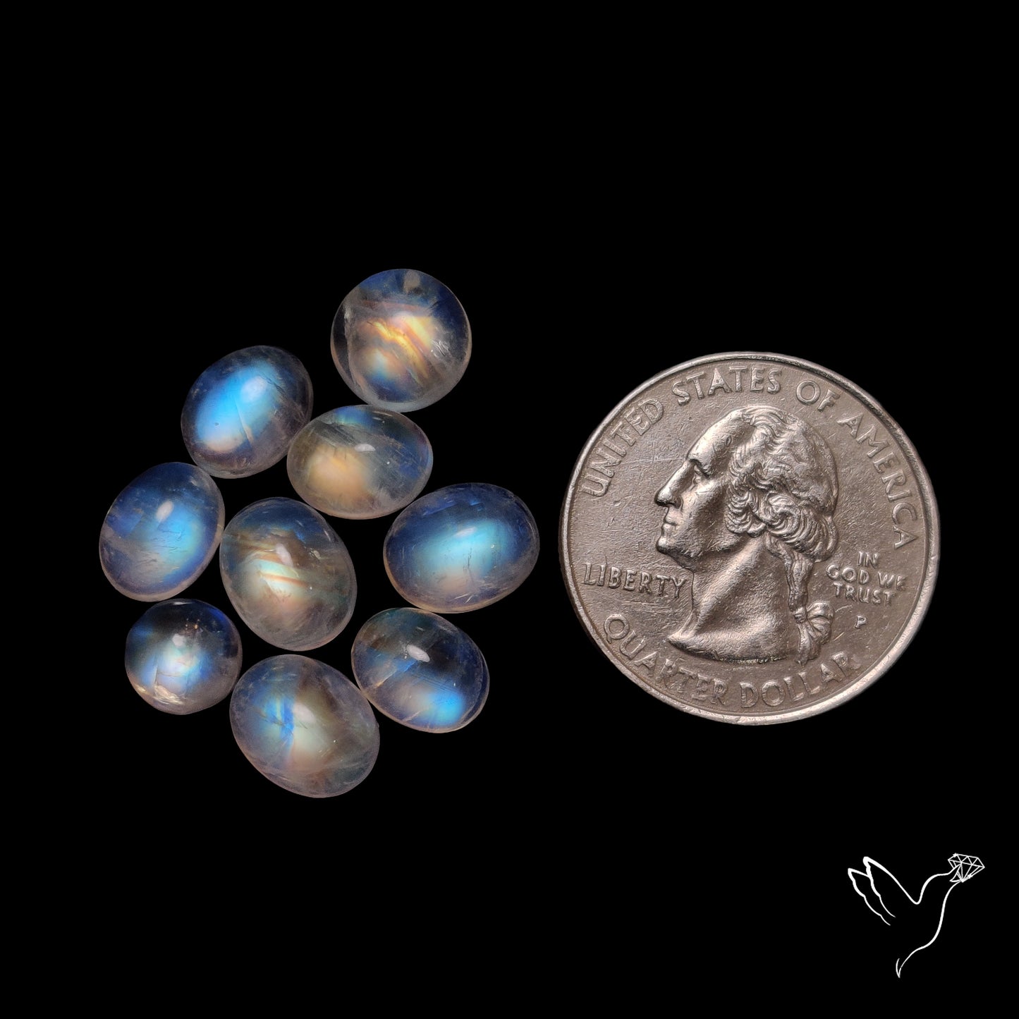 Rainbow Moonstone Cabochons Lot