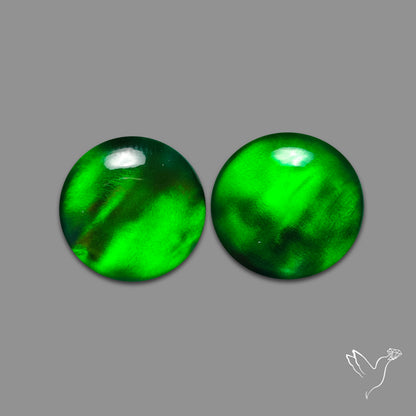 Green Aurora Opal Doublets Pair