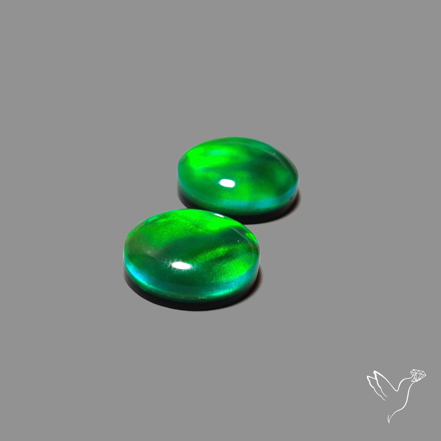 Green Aurora Opal Doublets Pair