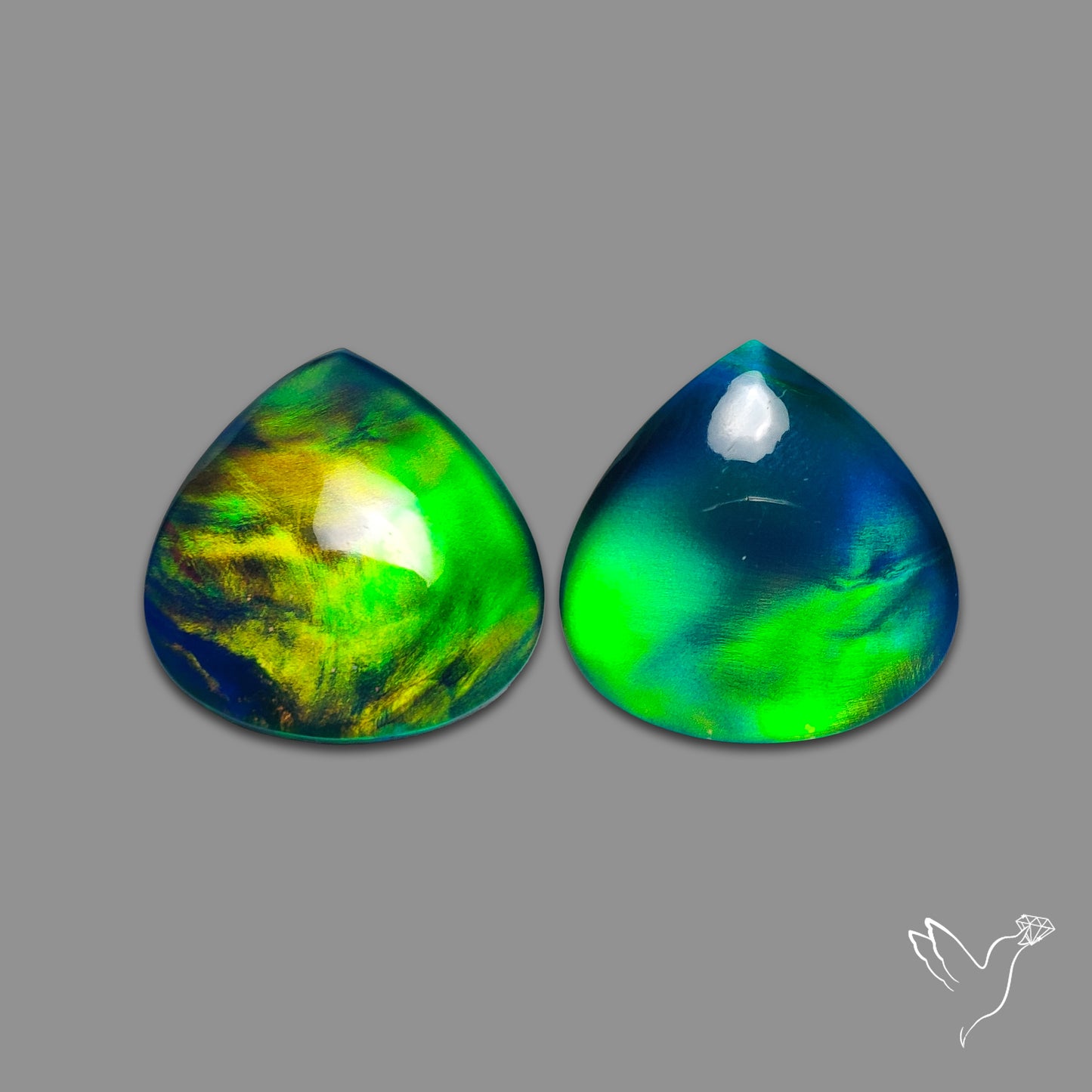 Green Aurora Opal Doublets Pair