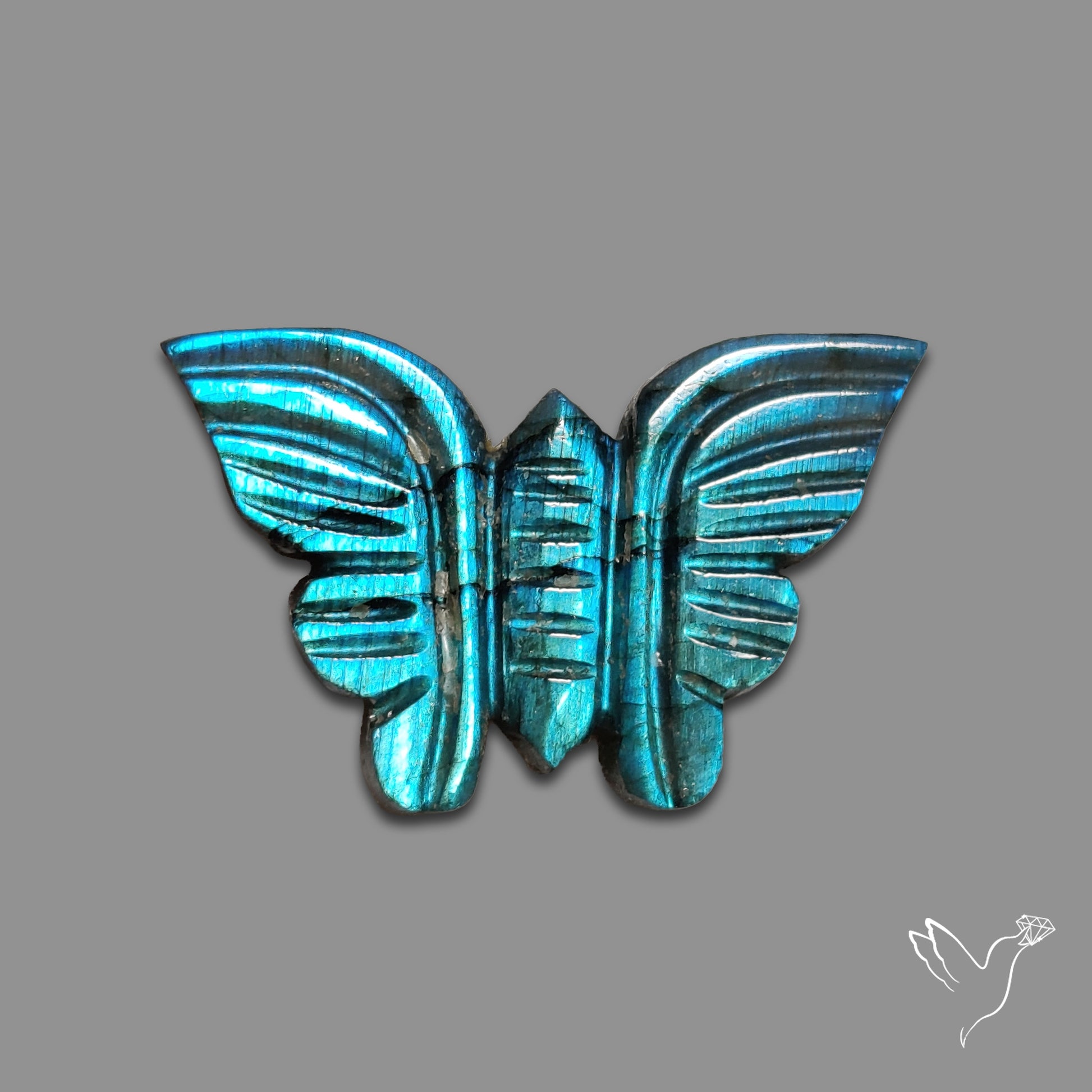 Blue Labradorite Butterfly Carving Handcarved