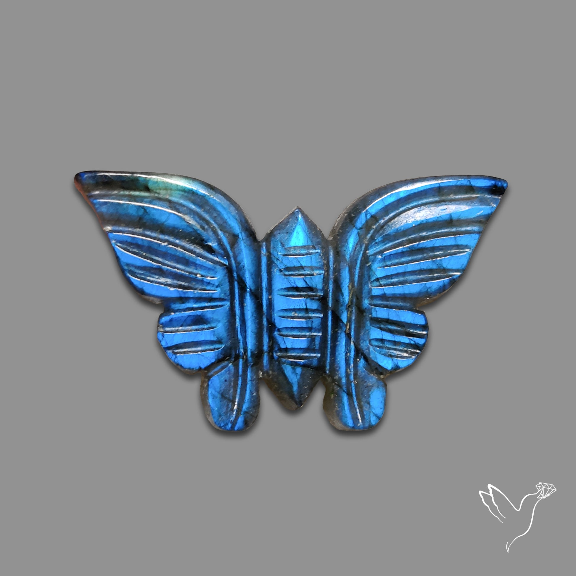 Blue Labradorite Butterfly Carving Handcarved