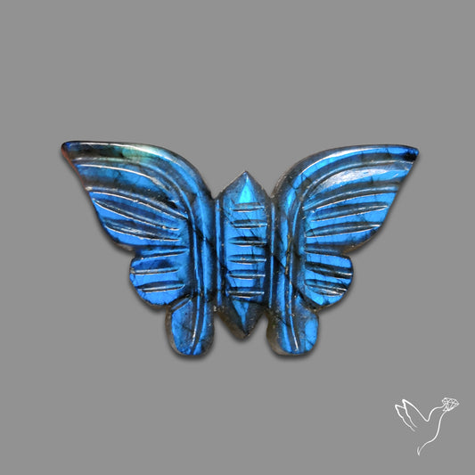 Blue Labradorite Butterfly Carving Handcarved