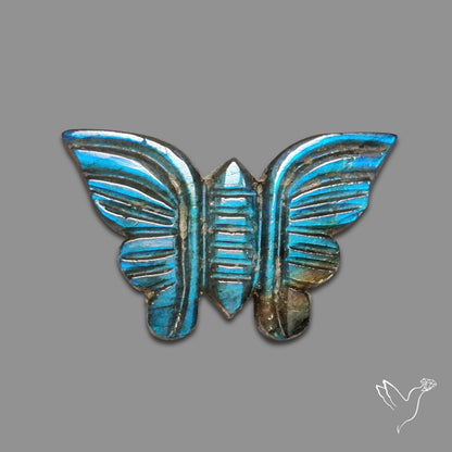 Blue Labradorite Butterfly Carving Handcarved