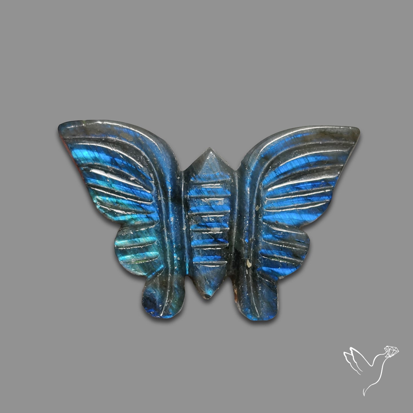 Blue Labradorite Butterfly Carving Handcarved
