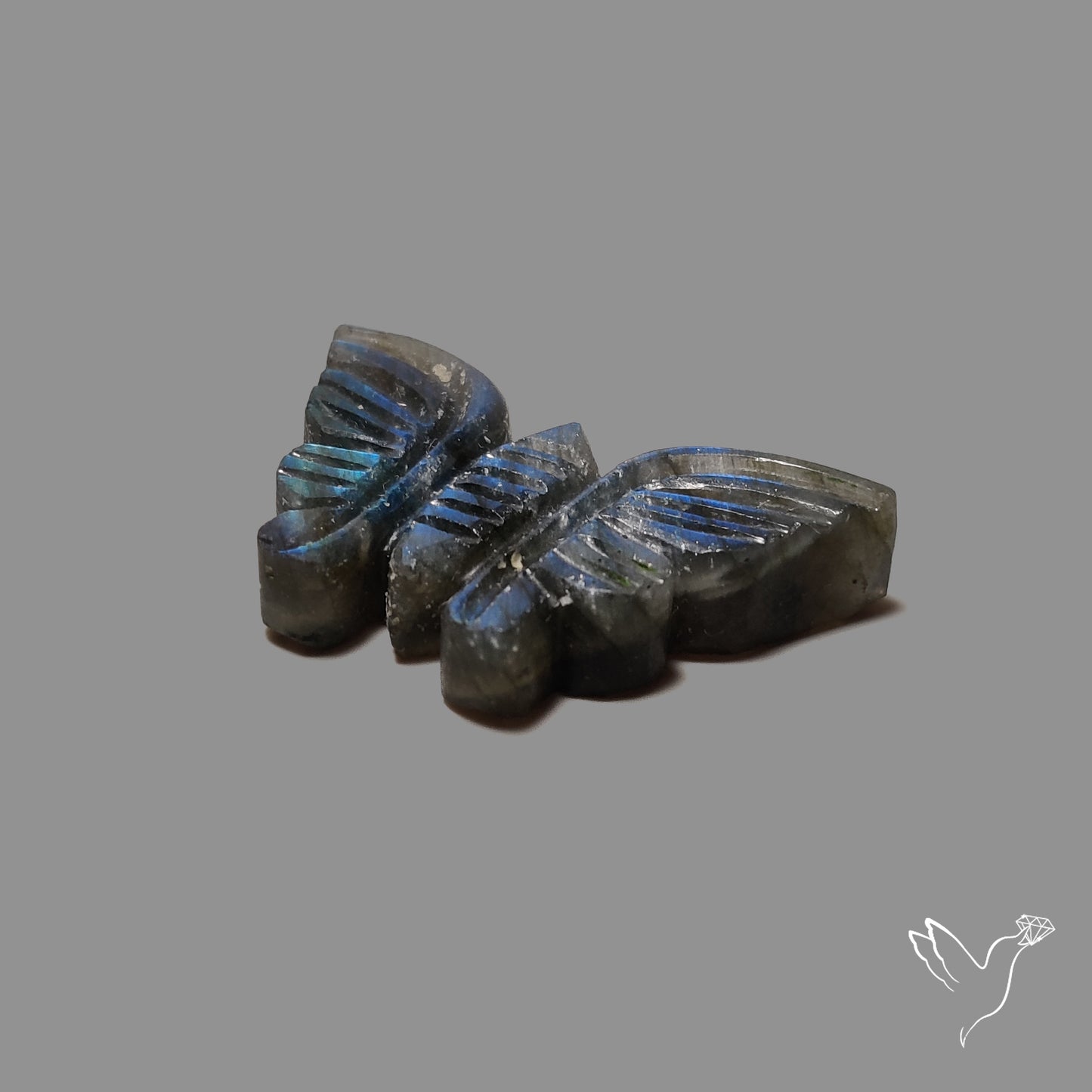 Blue Labradorite Butterfly Carving Handcarved