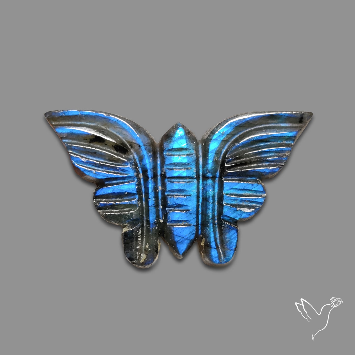 Blue Labradorite Butterfly Carving Handcarved