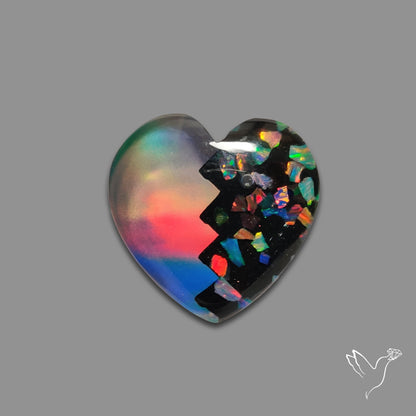 Crushed Opal Inlay Aurora Opal Heart Doublet