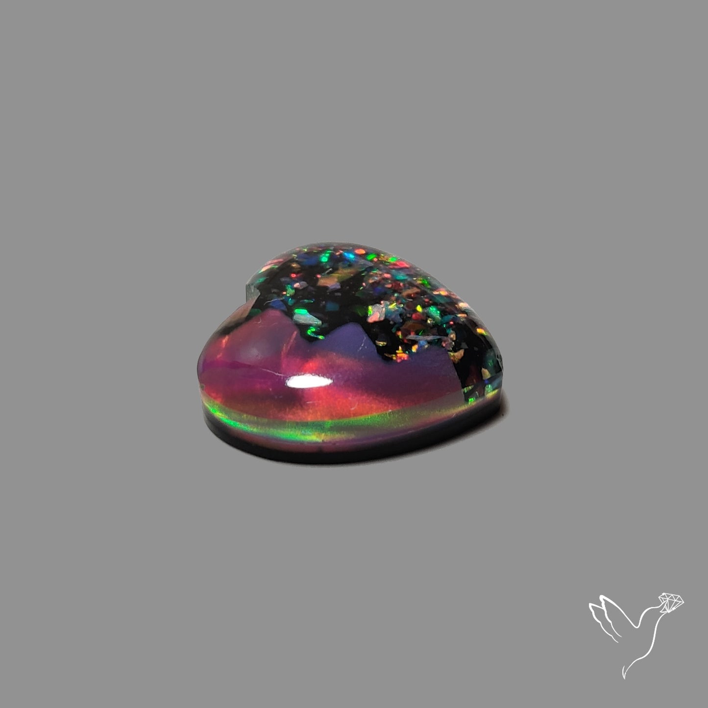 Crushed Opal Inlay Aurora Opal Heart Doublet