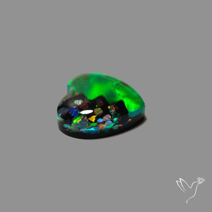 Crushed Opal Inlay Aurora Opal Heart Doublet