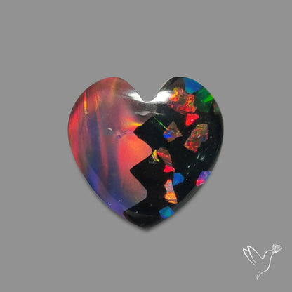 Crushed Opal Inlay Aurora Opal Heart Doublet