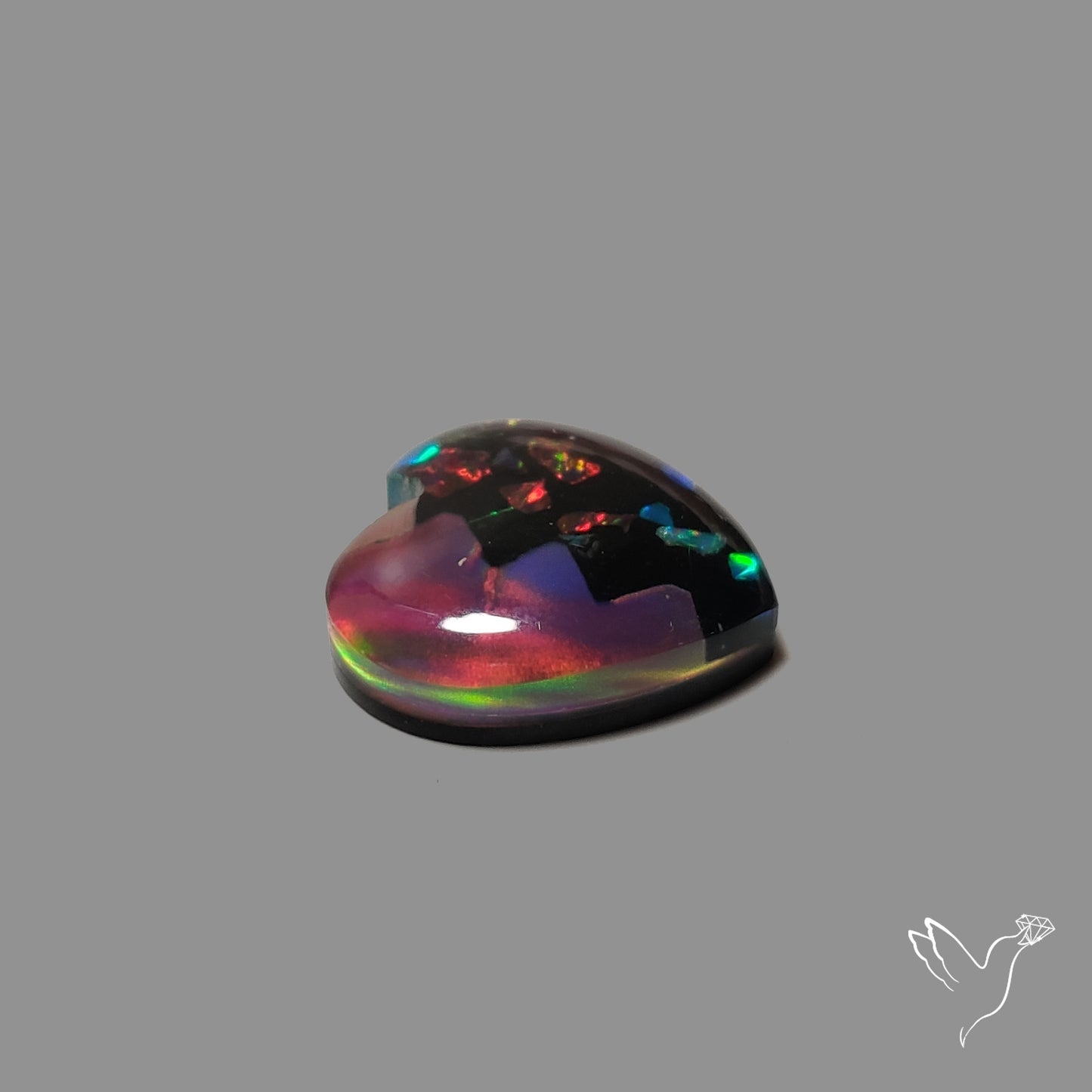 Crushed Opal Inlay Aurora Opal Heart Doublet