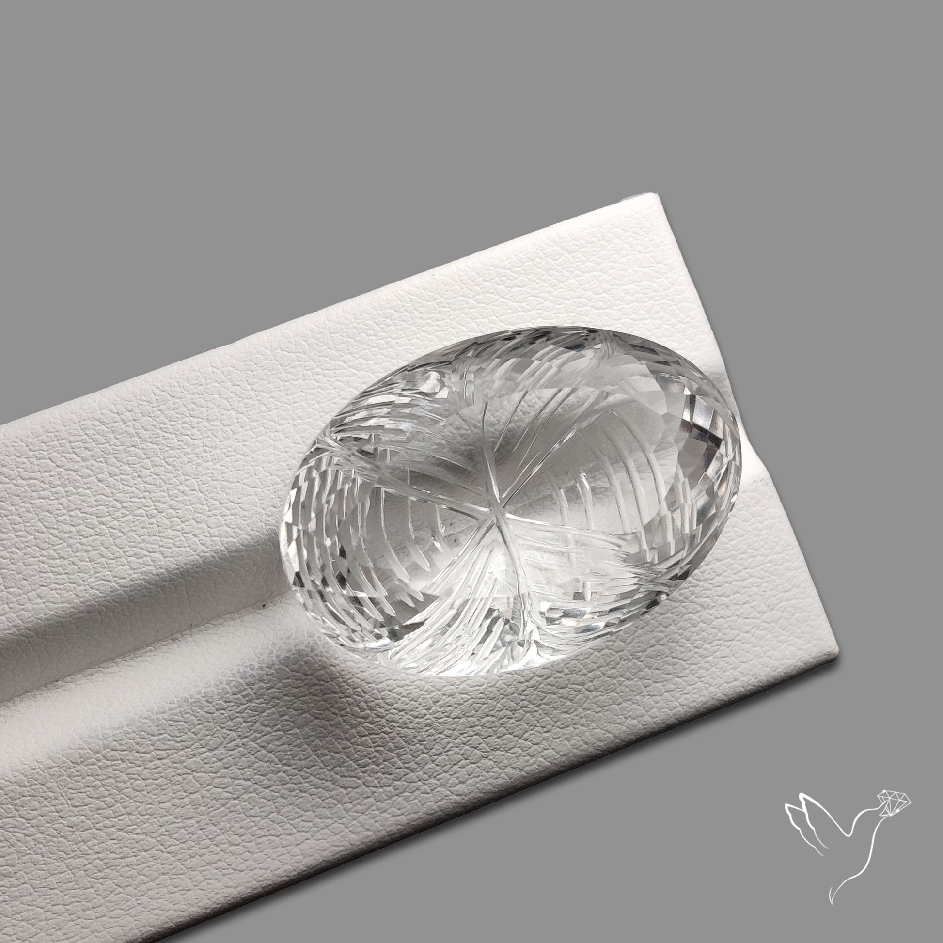 Faceted Himlayan Quartz Reverse Intaglio Carving Handcarved