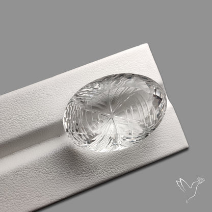 Faceted Himlayan Quartz Reverse Intaglio Carving Handcarved