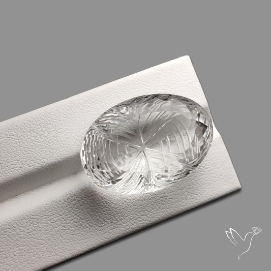 Faceted Himlayan Quartz Reverse Intaglio Carving Handcarved