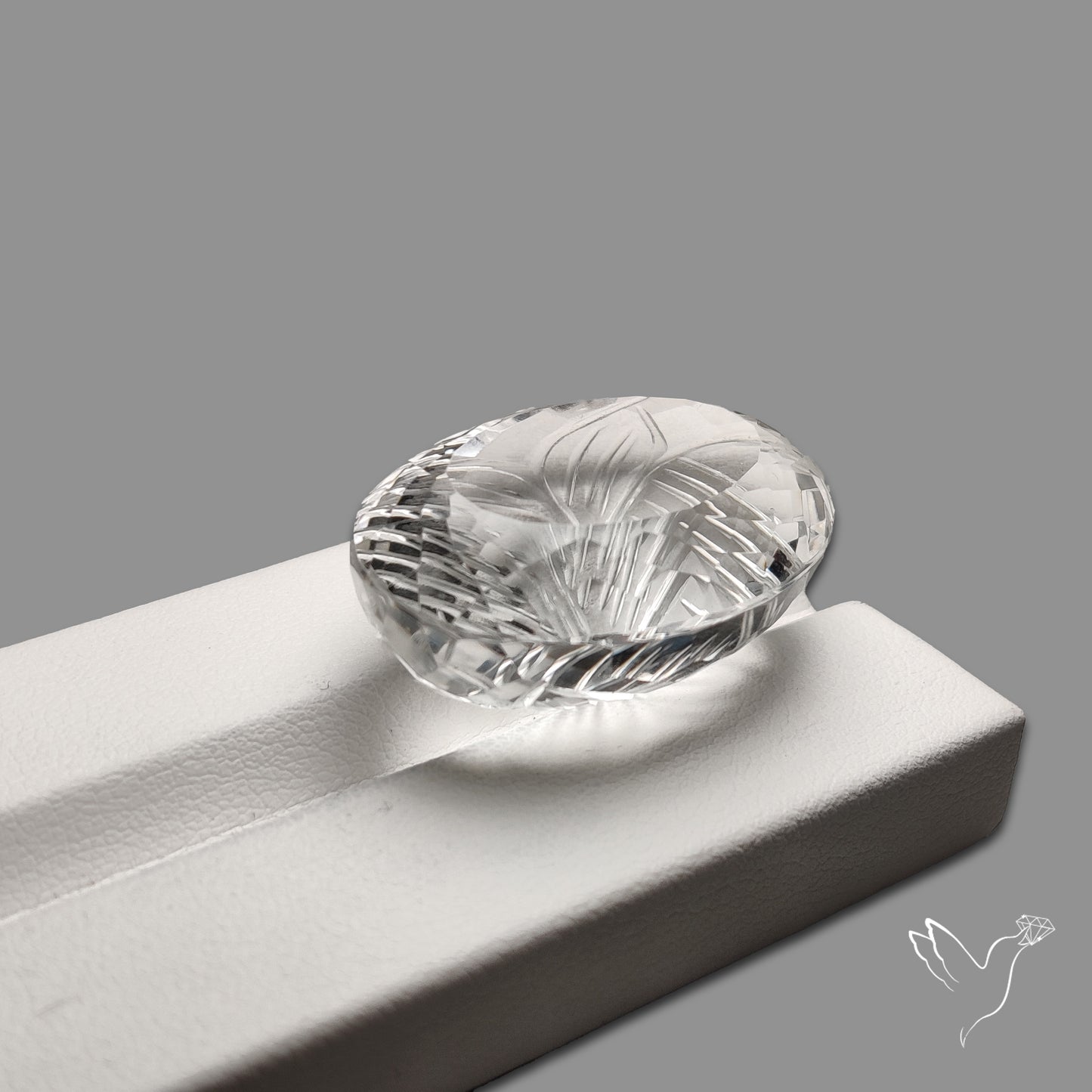 Faceted Himlayan Quartz Reverse Intaglio Carving Handcarved