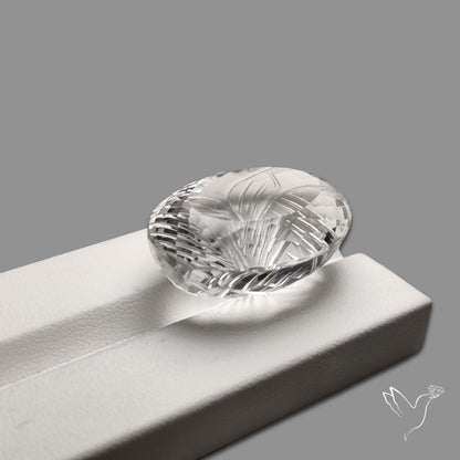 Faceted Himlayan Quartz Reverse Intaglio Carving Handcarved