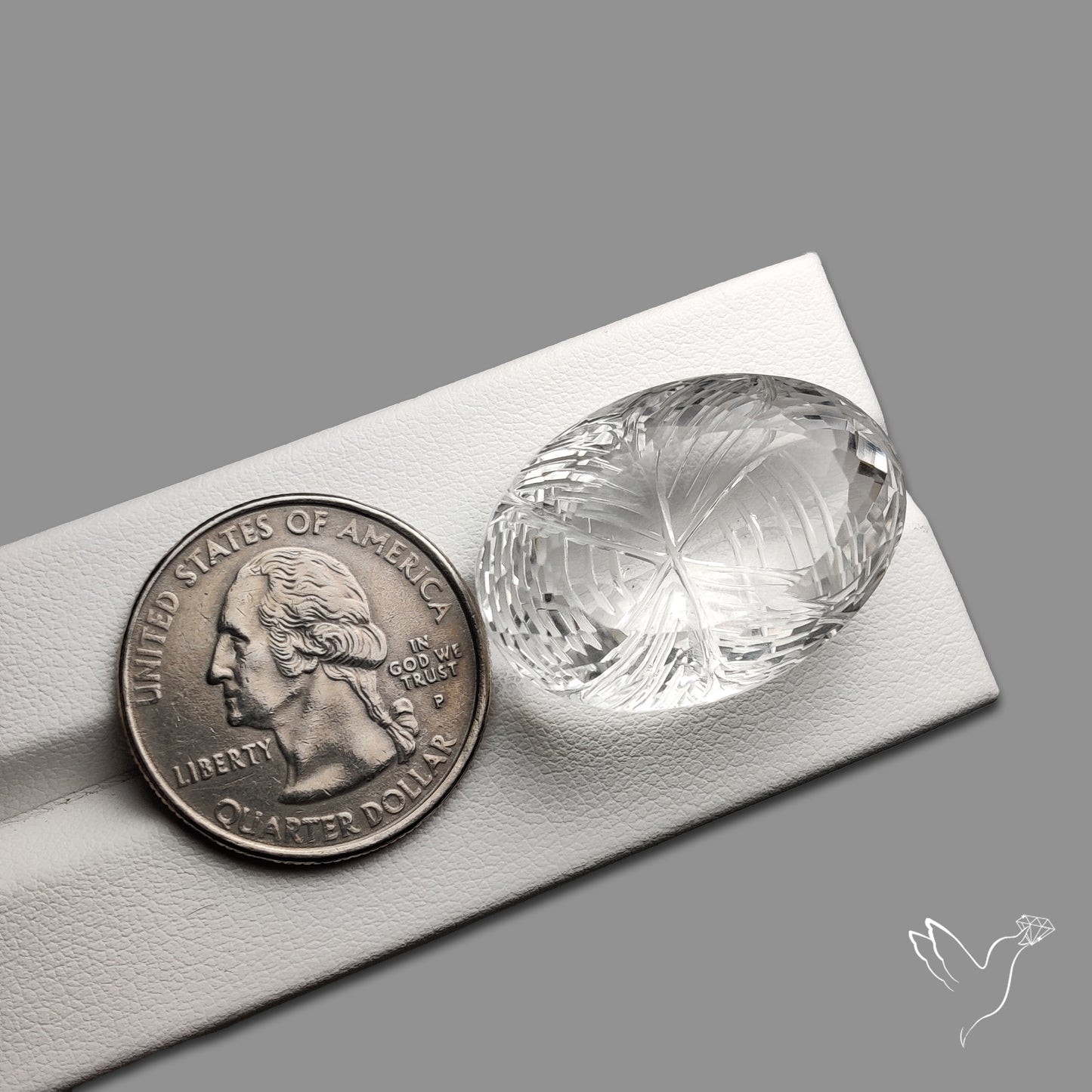 Faceted Himlayan Quartz Reverse Intaglio Carving Handcarved