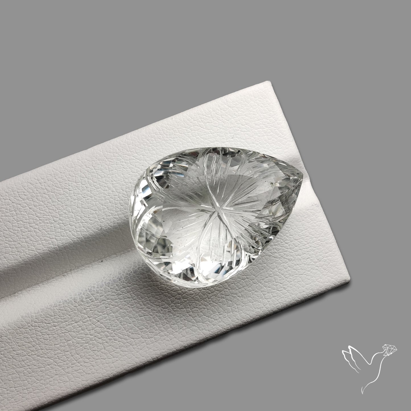 Faceted Himlayan Quartz Reverse Intaglio Carving Handcarved