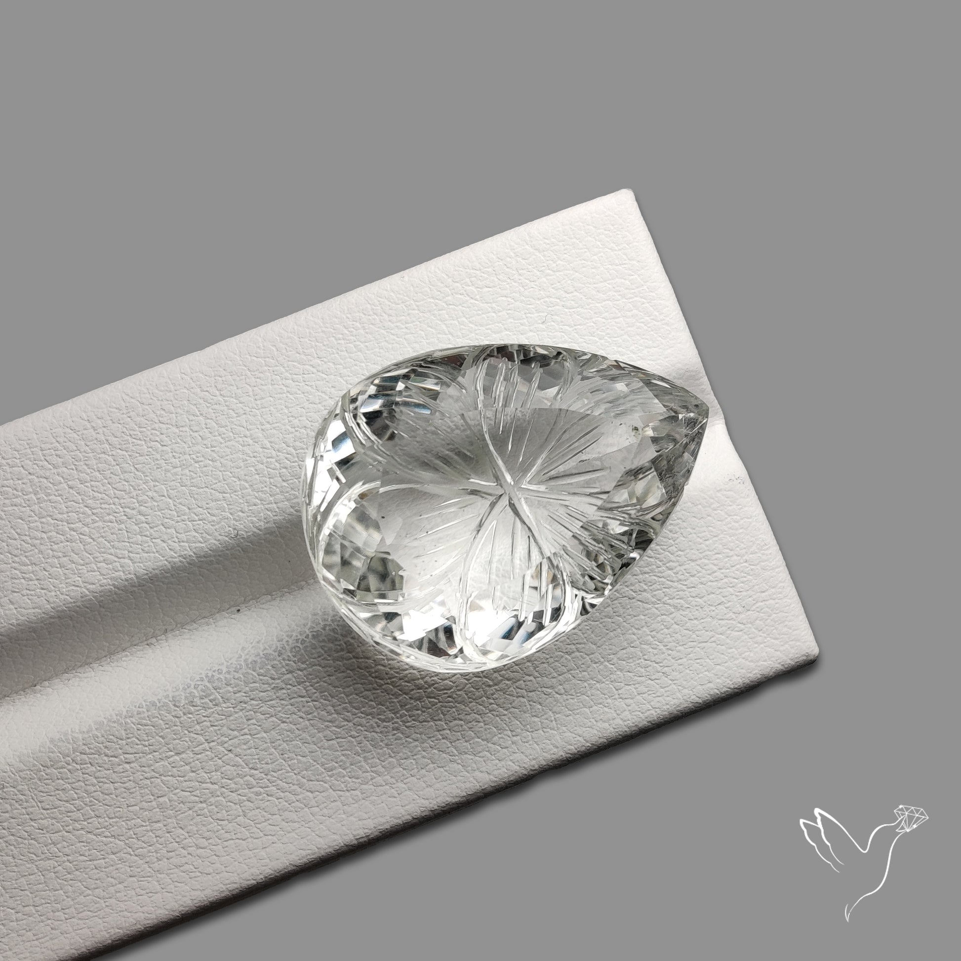 Faceted Himlayan Quartz Reverse Intaglio Carving Handcarved