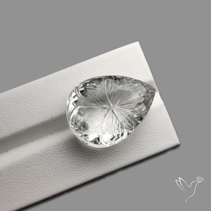 Faceted Himlayan Quartz Reverse Intaglio Carving Handcarved