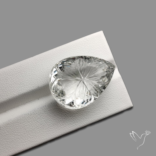 Faceted Himlayan Quartz Reverse Intaglio Carving Handcarved
