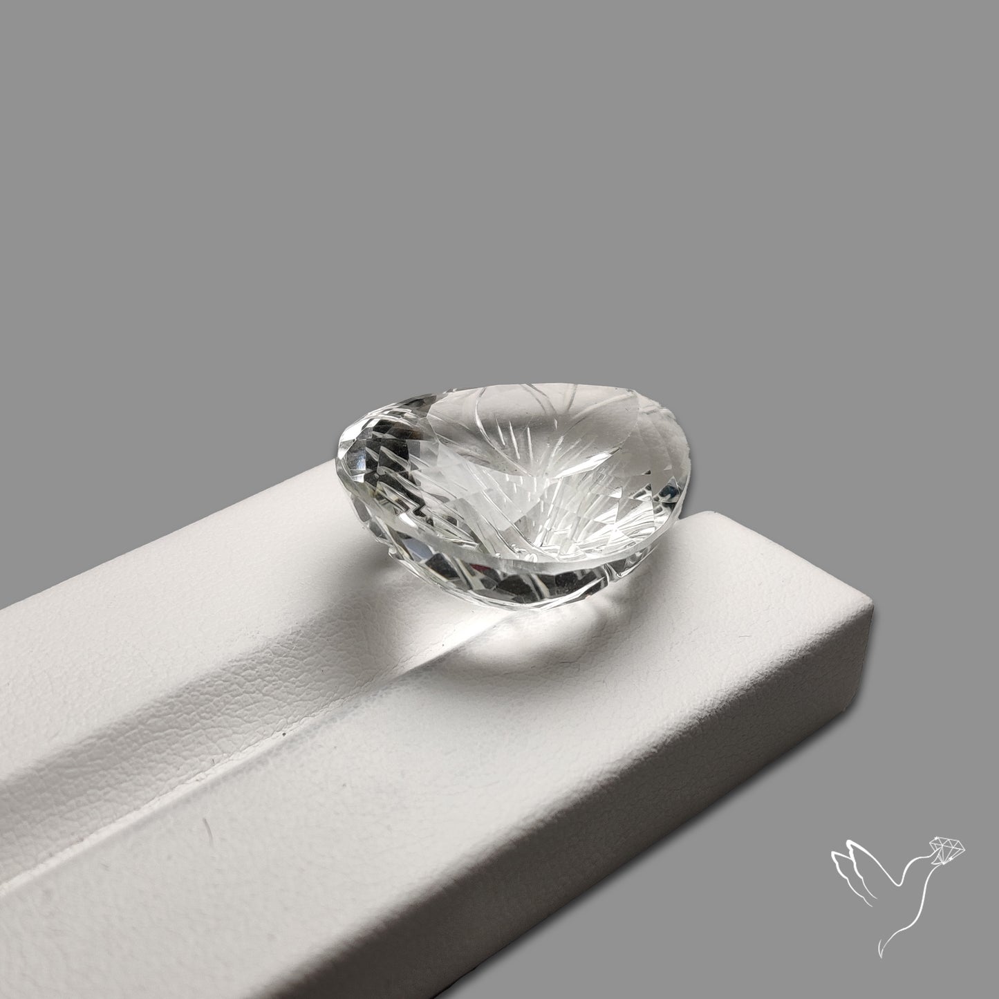 Faceted Himlayan Quartz Reverse Intaglio Carving Handcarved