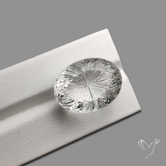 Faceted Himlayan Quartz Reverse Intaglio Carving Handcarved