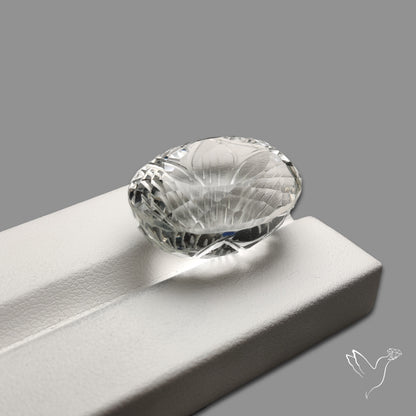 Faceted Himlayan Quartz Reverse Intaglio Carving Handcarved