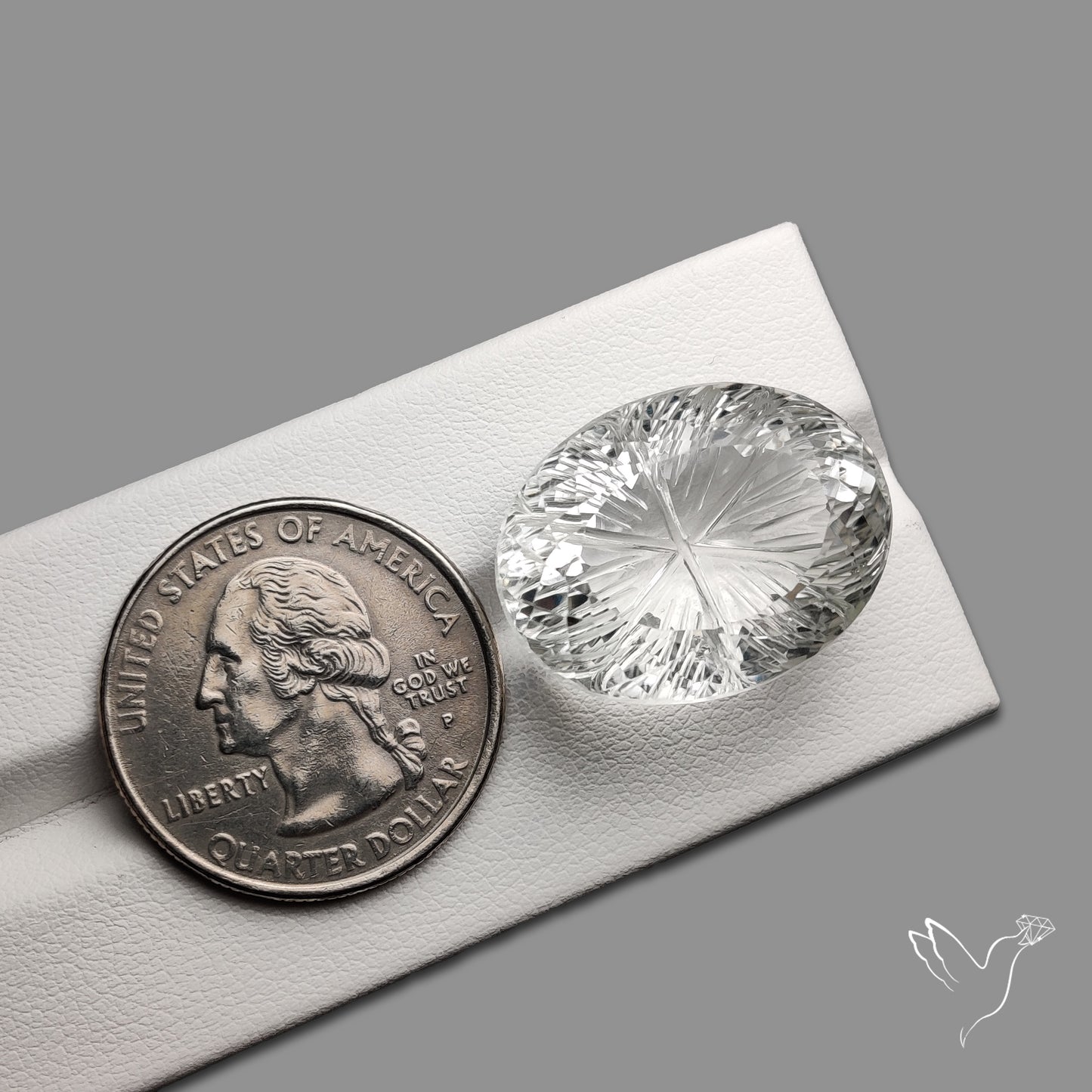Faceted Himlayan Quartz Reverse Intaglio Carving Handcarved