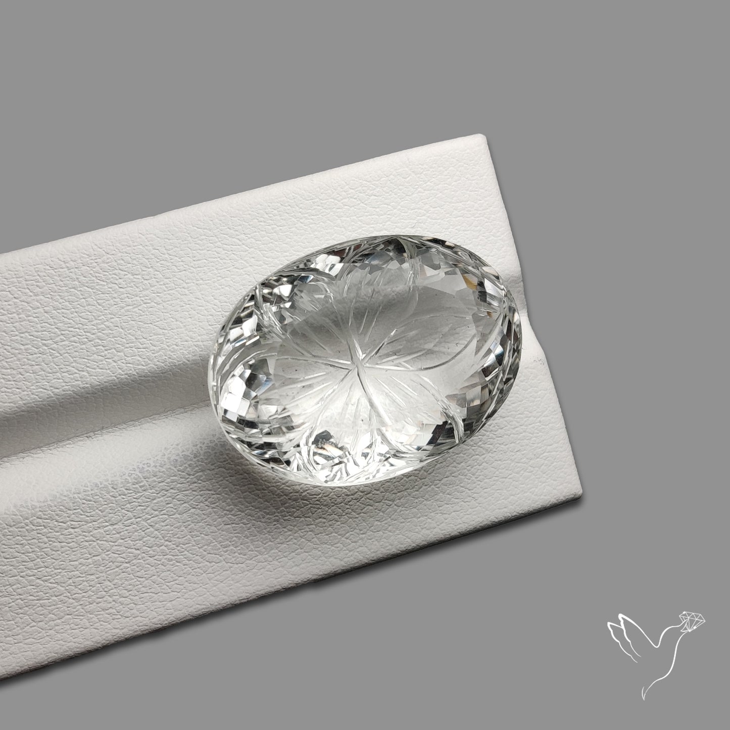Faceted Himlayan Quartz Reverse Intaglio Carving Handcarved