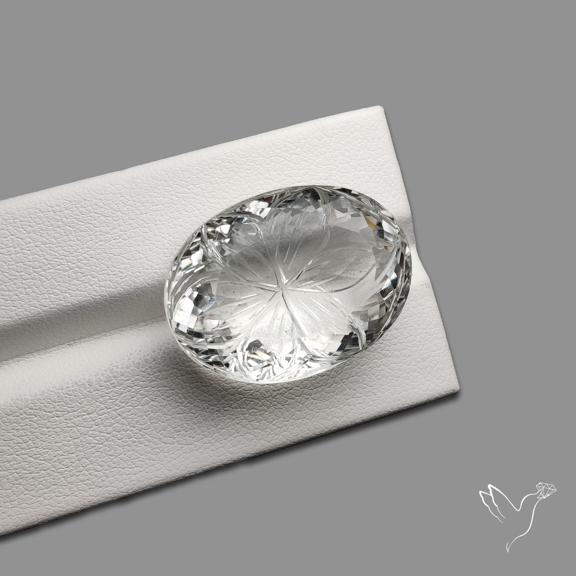 Faceted Himlayan Quartz Reverse Intaglio Carving Handcarved