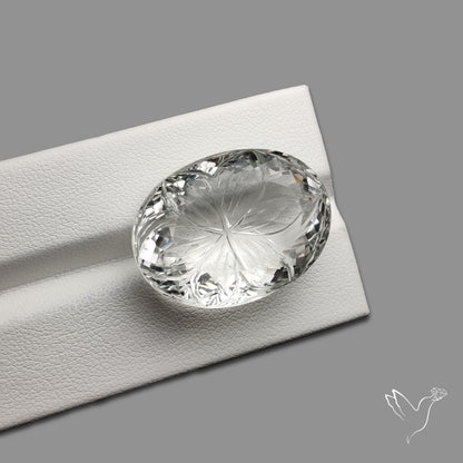 Faceted Himlayan Quartz Reverse Intaglio Carving Handcarved